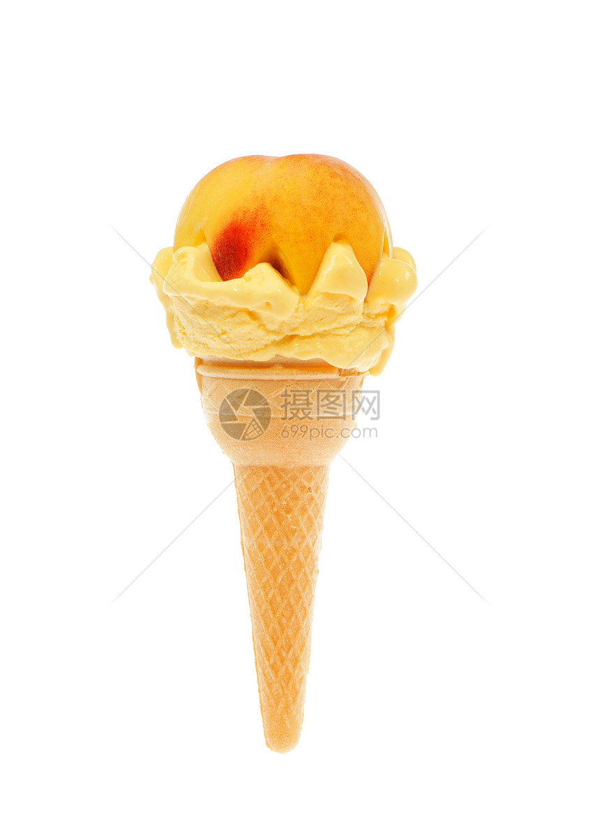 冰淇淋晶圆白色水果宏观黄色短号食物图片