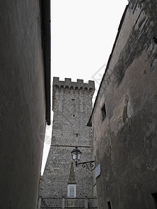 意大利 塔斯卡纳 卡帕尔比奥古代塔游客旅行旅游遗产景观历史城堡建筑街道城市背景