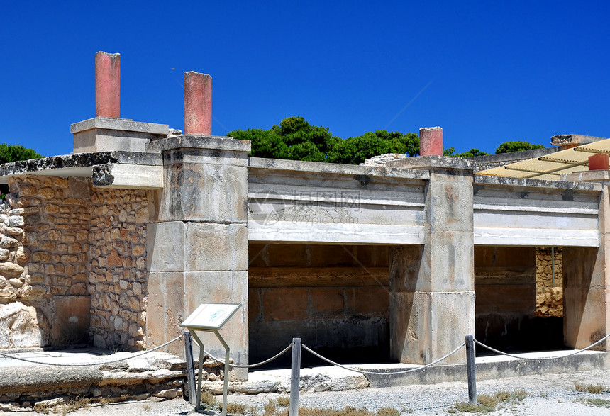 Knossos Crete的考古遗址历史寺庙古董考古学废墟柱子历史性游客神话建筑学图片