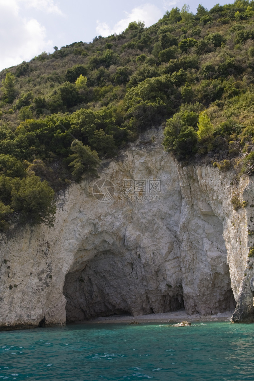 希腊异国目的地岩石蓝色风景阳光避暑胜地天空国家旅行图片