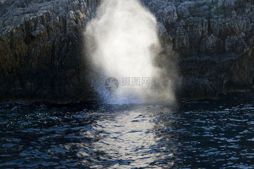 希腊蓝色旅游目的地岩石支撑假期异国阳光天空避暑胜地图片