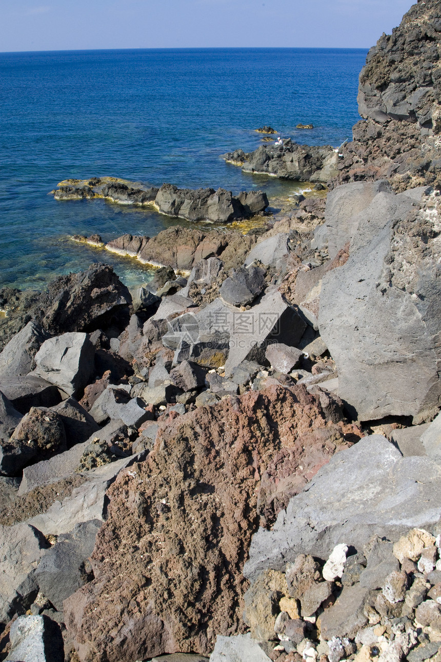 圣托里尼希腊风景目的地蓝色太阳文化异国情调假期场景岩石图片