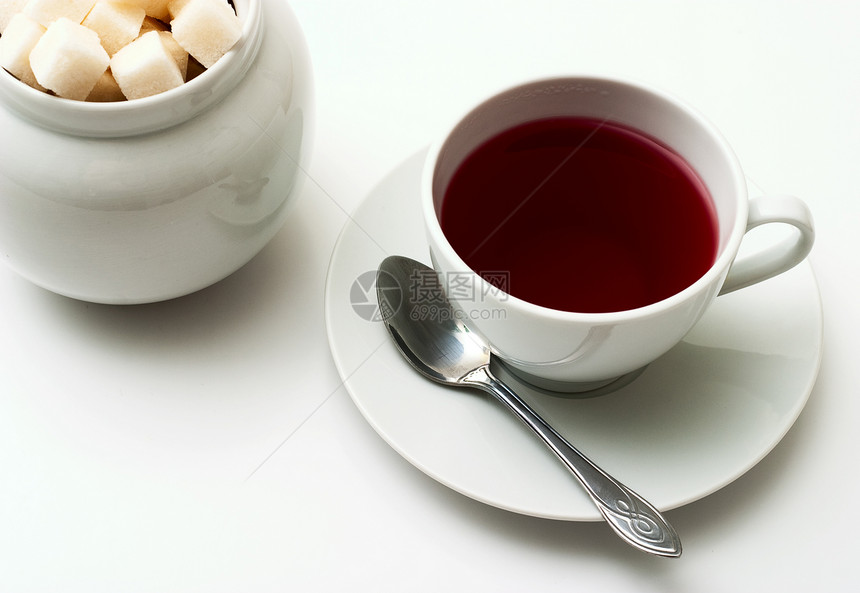 一杯茶早餐茶碗时间饮料白色杯子陶瓷食物休息立方体图片