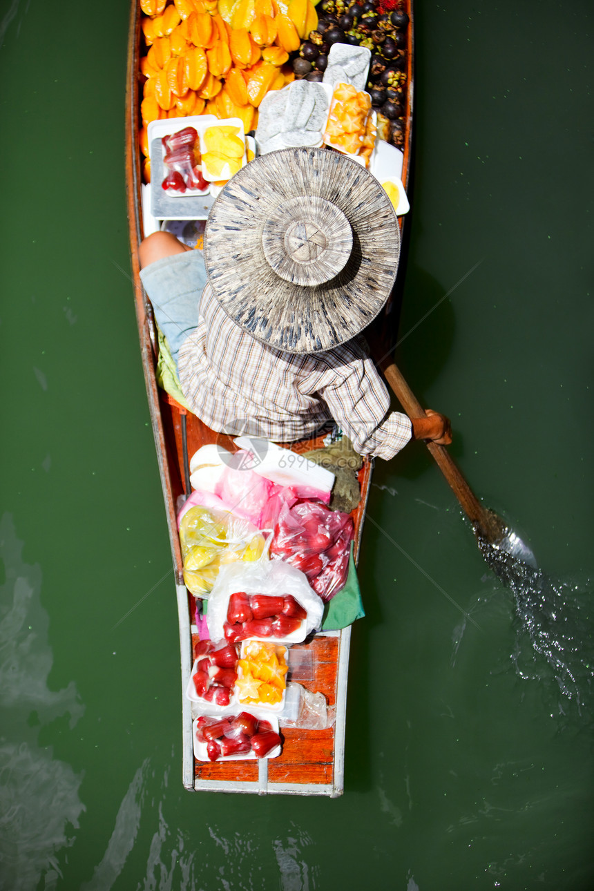 浮动市场人士女性观光传统吸引力帽子食物热带运河文化图片