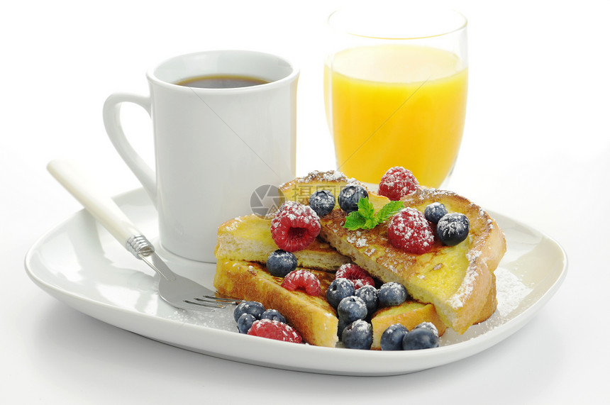 法国吐司面包浆果营养水果早餐图片