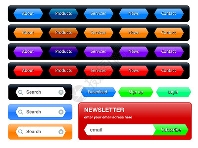导航菜单 窗体和按钮集水平纽扣网站插图电子邮件链接网络界面互联网网页背景图片