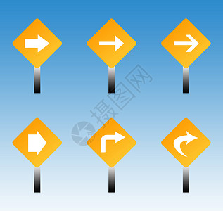 公路交通标志牌运输剪影天空箭头橙子指针蓝色路标钻石纽扣背景图片