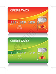 成套信用卡卡数字卡片黄色金融透明度信用借方曲线商业绿色背景图片
