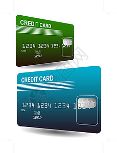 信用卡蓝色条纹嗖嗖卡片插图白色透明度绿色数字背景图片