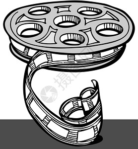 电影卷电影黑色幻灯片胶卷剧院视频卷轴插图白色背景图片