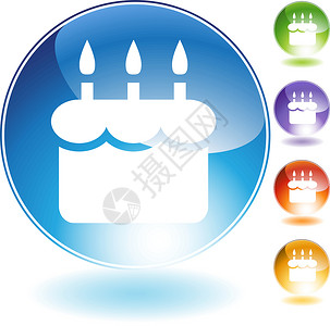 生日蛋糕图标生日蛋糕水晶图标插画