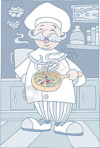 做面食的厨师卡通厨师衣服网站男性工人帽子烹饪网络厨房职业工作插画