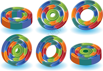 3D 进程图周期插图回收图表圆圈商业背景图片