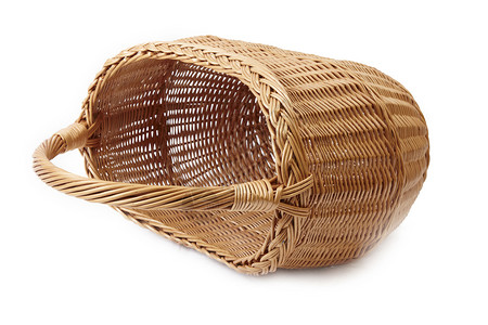 空篮子棕色食物木头手工白色背景图片