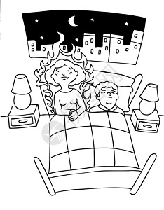 防汗热闪光女士睡眠月经更年期女性女孩插图卡通片卫生保健插画