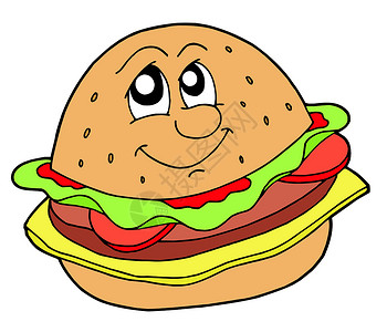 火腿芝士三明治汉堡人矢量说明设计图片