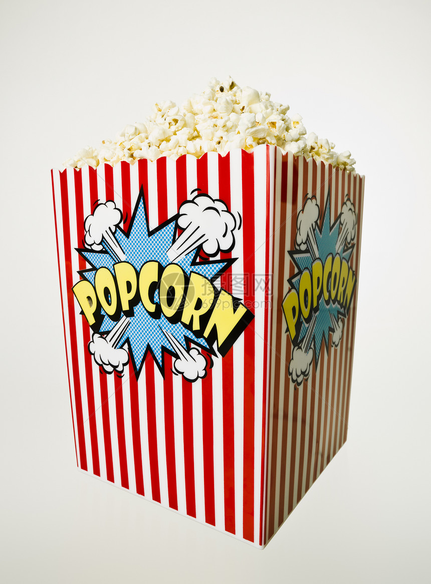 孤立的爆米花篮蓝色电影辅助娱乐盒子功能对象小吃饮食票价图片