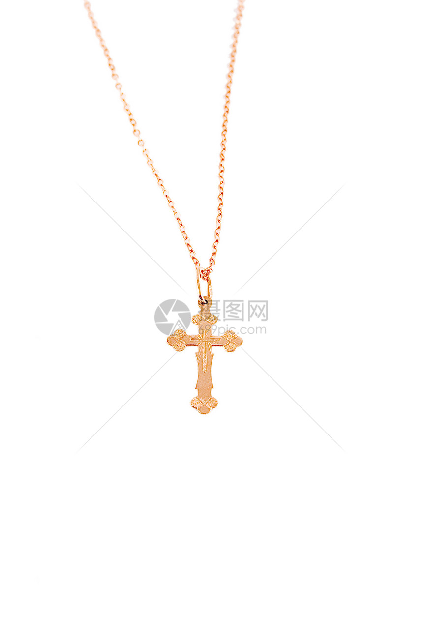 带链条的金十字金子展示项链礼物首饰宗教白色金属图片