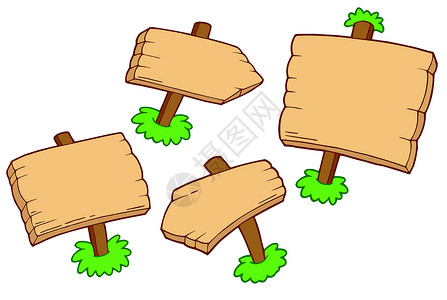 木制指路牌各种木形标志物插画