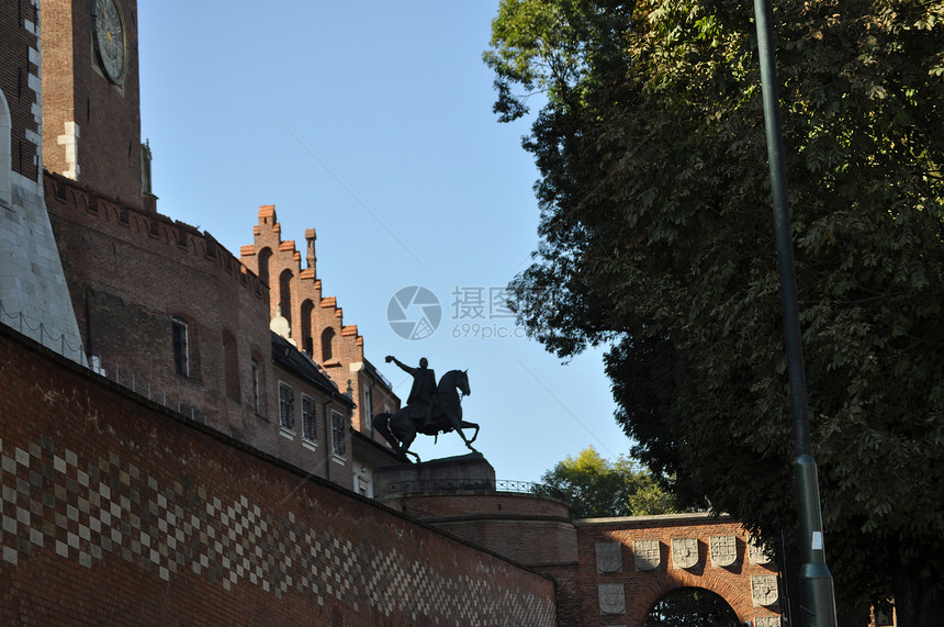 克拉科夫的瓦利城堡大教堂历史纸巾皇家市场住宅正方形图片