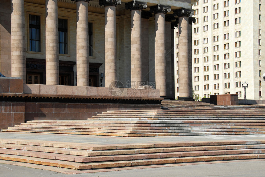 莫斯科国立大学楼梯石头学校建筑纪念碑晴天柱子知识花岗岩入口图片