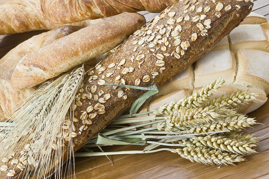布莱德烤箱竹子模具大麦面包食物木头营养面粉尖刺图片