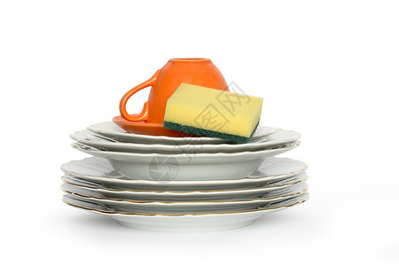 清洁消水池洗涤盘子杯子餐具玻璃卫生打扫饮食白色家务背景图片