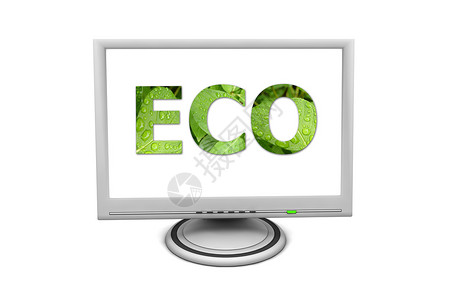 LCD 平面屏幕监视器地球全球绿色白色桌面薄膜晶体管插图生态回收背景图片