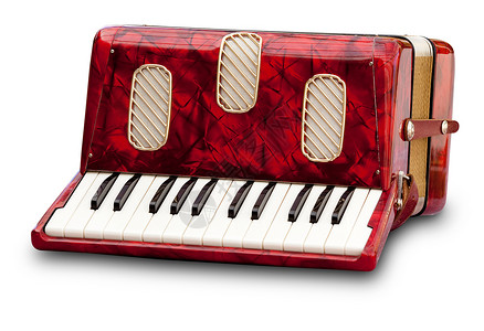 手风琴红色键盘白色灰尘乐器钥匙古董音乐尘土扬声器背景图片