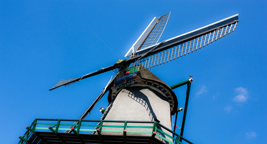 荷兰的磨坊照片地标乡村活力力量供电溪流农村蓝色铣削图片