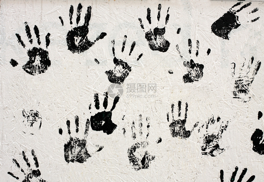 双手艺术飞溅手指手印痕迹打印指纹黑色棕榈图片