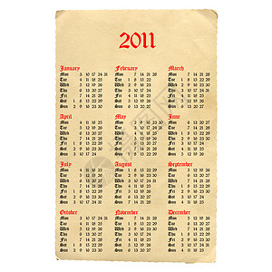 2011年哥特日历字符棕色羊皮纸字体背景图片