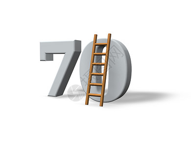 七十生日数字庆典周年梯子纪念日木头插图背景图片