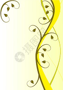 黄色花形背景金子黑色插图叶子柠檬树叶卷须藤蔓背景图片