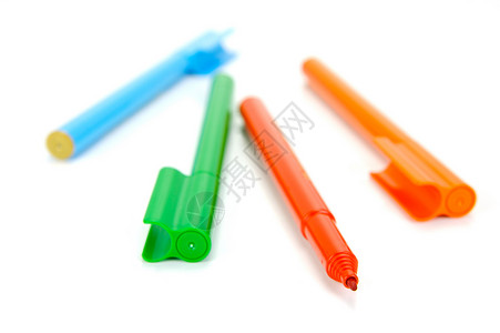连接笔染色钢笔连接器孩子们学校白色背景图片