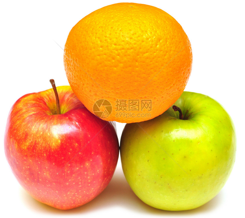 苹果和橙色红色甜点绿色平衡橙子健康食物收藏水果黄色图片