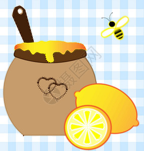 缝纫线柠檬和蜂蜜插画