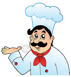 男性厨师品尝大帽子卡通厨师设计图片