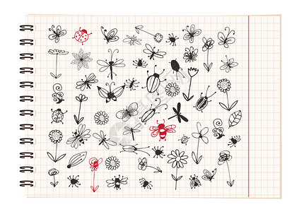 白蚁用于设计设计的昆虫草图收藏绘画害虫蜻蜓蝴蝶蚂蚁野生动物动物插图蜘蛛漏洞设计图片
