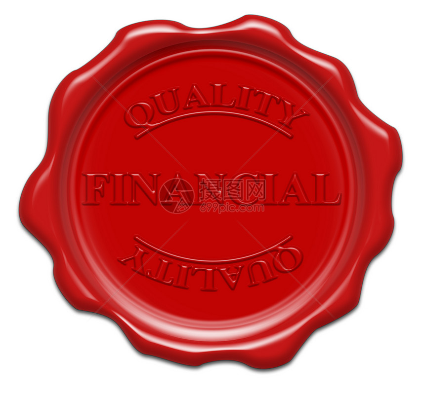 财务质量 - 白色上隔离的红蜡印章插图图片