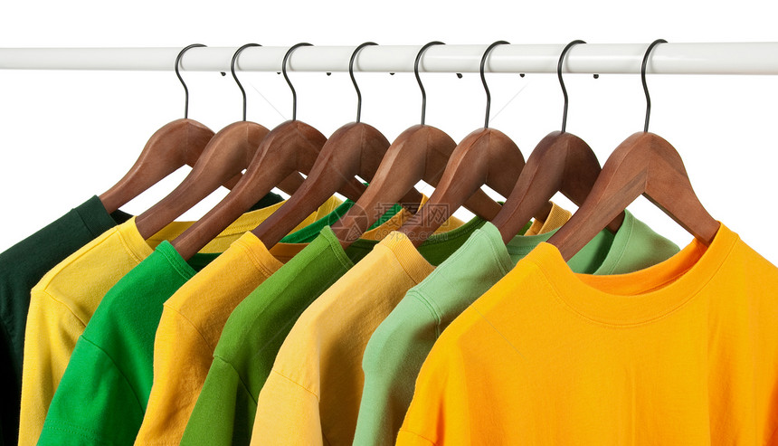 选择绿色和黄色随身衬衫图片