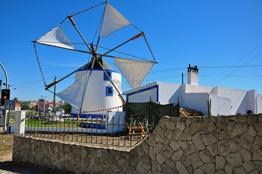 葡萄牙 Belim风车橙子螺旋桨环境蓝色房子历史风景力量城市图片