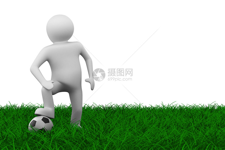 足球运动员 球在草地上 孤立的 3D 图像征服生态闲暇行动玩家叶子活动竞赛生长追求图片