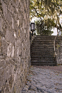 旧的地石楼梯背景图片