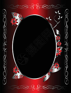 红色和银色花层背景叶子中风菜单墙纸框架装饰品分支机构装饰栗色插图背景图片