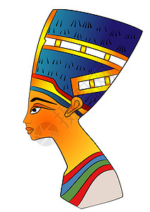 古老工艺纳芙蒂蒂-古埃及女王-矢量插画