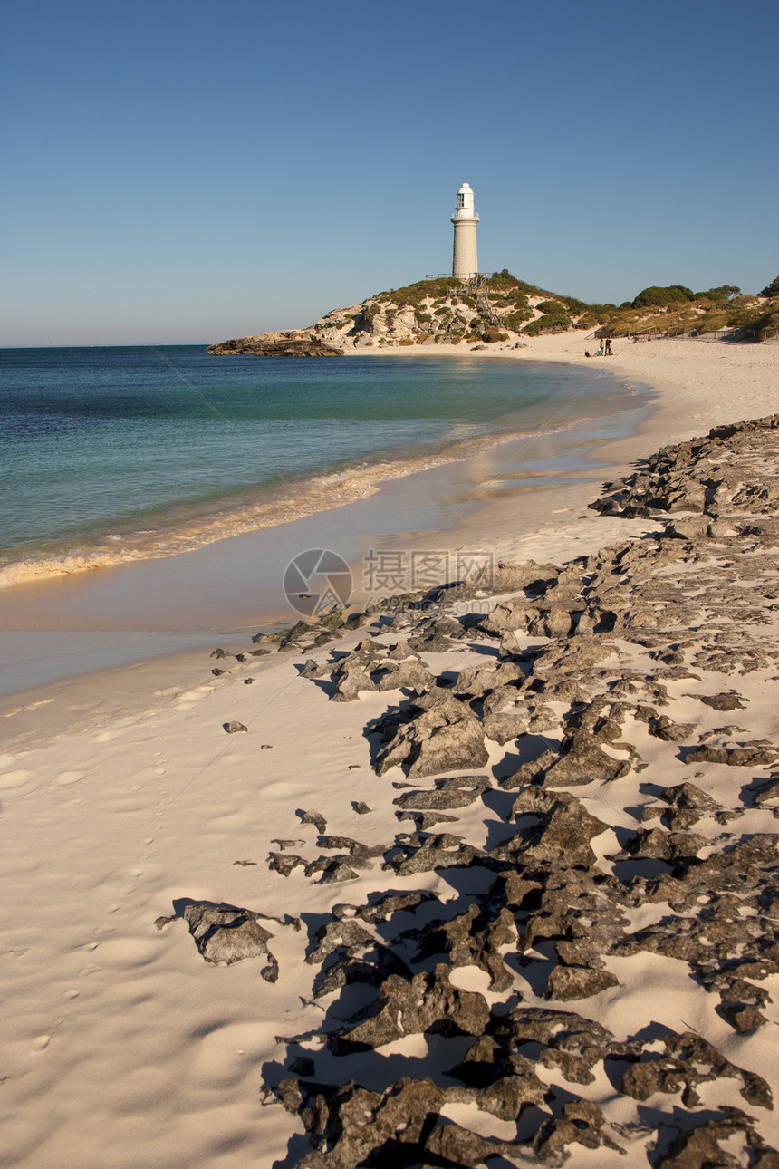 Rottnest 灯塔海洋导航建筑地标历史旅行海滩援助假期建筑学图片