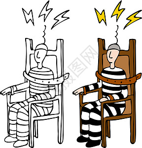 电动椅子惩罚艺术插图条纹涂鸦囚犯绘画电刑夹子首都高清图片