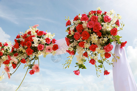 婚礼花展示仪式旅游宗教会场庆典粉色热带环境场景背景图片