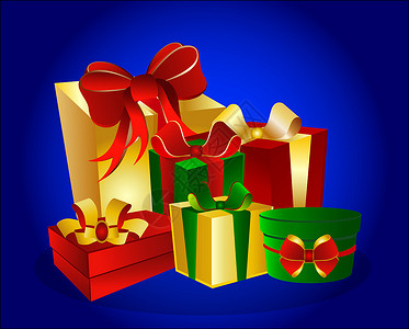 彩色礼品盒丝带盒子插图礼物盒墙纸礼物阴影生日背景图片